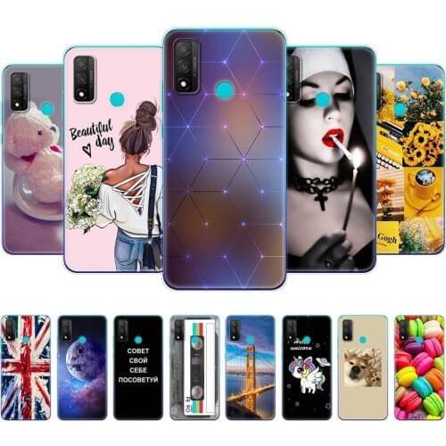 For Huawei P smart 2020 Case Painted Silicon Soft Tpu Back Phone Cover On PSmart 2020 POT-LX1A 6.21" Capa Protective Bag Bumper