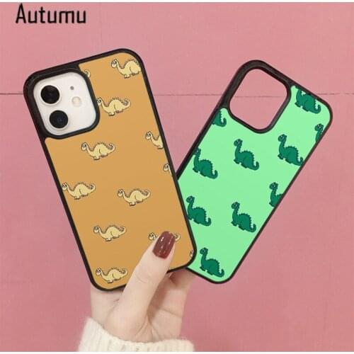 Phone Case for iPhone 12 mini X XS XR 11 Pro Max SE 2020 5 6 7 8 Plus Samsung Galaxy S8 S9 S10 S20 S21 Cute Dino patterned Cover