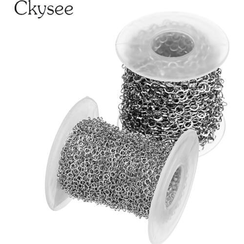 Ckyesee 10Yards/Roll 2/3/4/5mm Width Stainless Steel Rolo Link Chain Silver Tone Metal O Chains Necklaces Jewelry Accessories