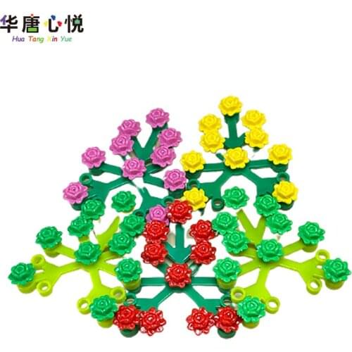 MOC Plant Accessories Rose Flower 93081c 10PCS/Set Building Blocks Educational Toys Kids Part Childs Gifts Plants Accessory Toy