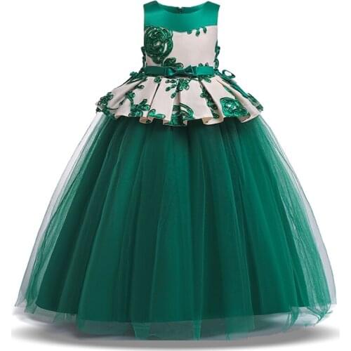 4-14 Teenagers Long Flowers Girl Party Dress Kids Dresses For Girls Children Clothing Princess Dress Elegant Wedding Dress