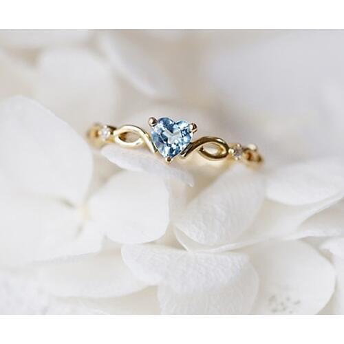 USTAR Elegant Heart Blue Cubic Zirconia Rings for women Gold/silver color Midi Knuckle Engagement Rings Female jewelry Anel