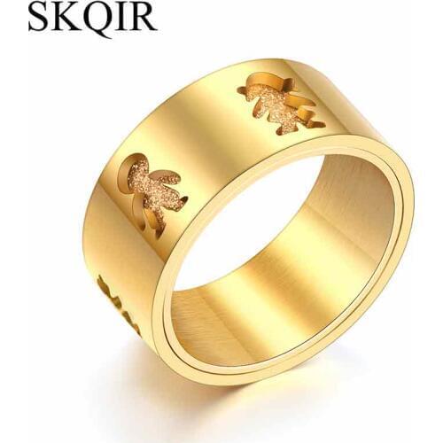 Engrave Boy Girls Rings Fashion Stainless Steel People Shape Gold Color Ring for Womem Men Friends Family Friendship Jewelry