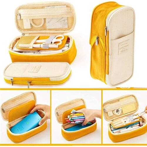 Pen bags Canvas Large Capacity Pencil Case Multifunctional Zipper School Portable Simple Schools & Office Supplies #801