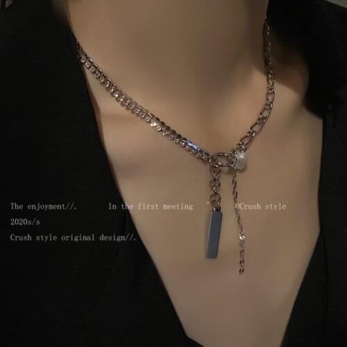 Korean 2021 Fashion Stainless Steel Pearl Pendant Necklace For Women Punk Cuban Chain Cute Choker Necklace Hip Hop Jewelry Gifts