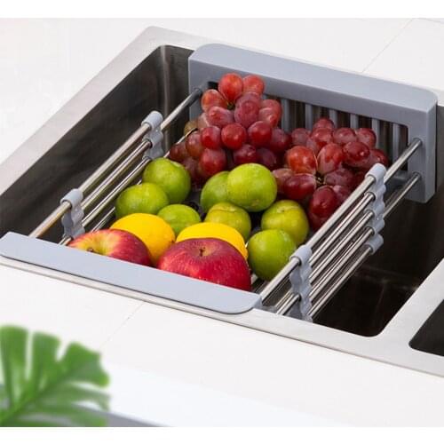 Kitchen Telescopic Drain Rack Fruit And Vegetable Bowls And Chopsticks Washing Dishes Drain Basket Tableware Fruit Storage Rack