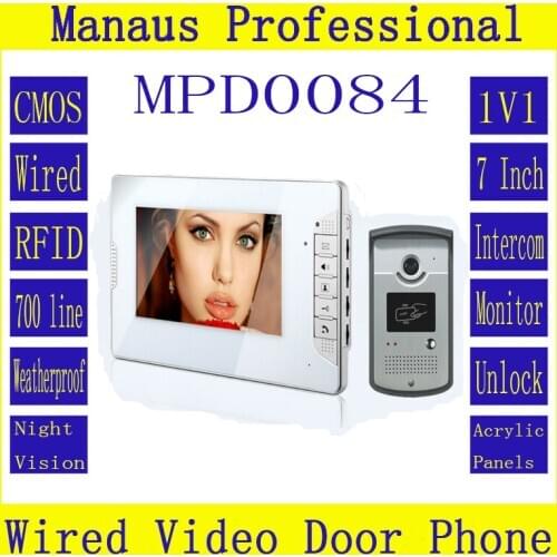 Hot selling Smart Home 7 inch Screen Display 1V1 Video Intercom Phone Wired RFID Magnetic Lock Video door phone D84b