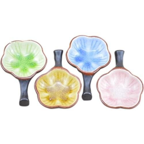 Chopstick Rest Small Dish Household Irregular Plum Blossom Dish Ceramic Flavor Dish Snack Dish Seasoning Dish