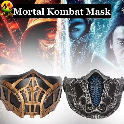 Movie Mortal Kombat SCORPION Sub-Zero Cosplay Mask Resin Made Sub 0 Face Guard Halloween Cosplay Props for Adult