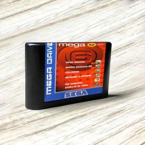 Mega 6 Vol. 3( columns soniced Game the hedgehog the revenge of shinobi) - EUR Label MD Card forSega Megadrive Game Console