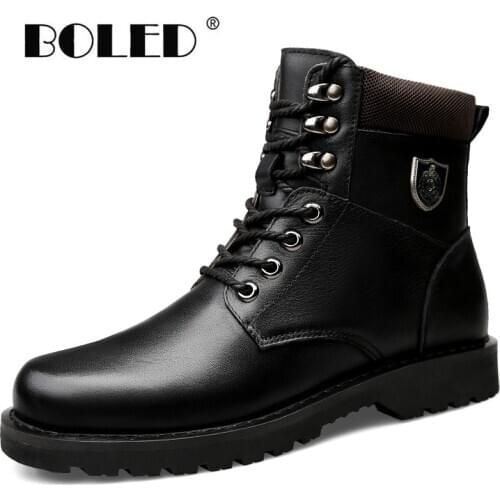 Autumn And Winter Add Fur Men Boots Top Quality Comfortable Men Winter Shoes Natural Leather Waterproof Snow Boots Dropshipping