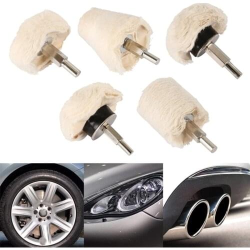 5Pcs/Set Car Polishing Buffing Wheel Pads Mop Wheel Drill Kit Auto Waxing Wool Polishing Disc Hub Cleaning Car Wash Tool Set