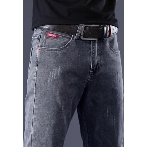 2020 New Mens Denim Jeans Straight Full Length Pants with High Elasticity Slim Pants for Man Fashion blackhigh quality jean