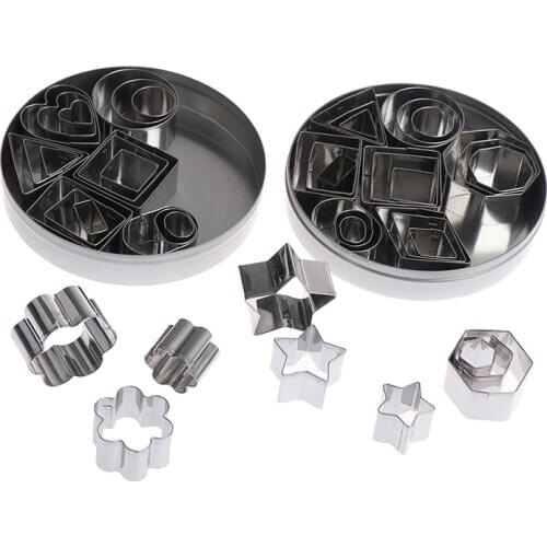 NEW 24Pcs/lot Stainless Steel Pottery Clay Tools Geometry Round Square Cutter Molds