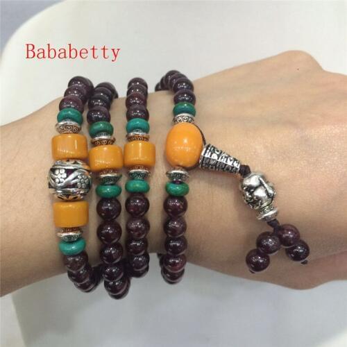 NEW Popular Natural garnetss and natural stone four laps bracelet 5-6MM