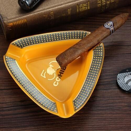 COHIBA Portable Cigar Holder Gadgets Home Cigar Ashtray Ceramic 3 Cigars Ash Tray Tobacco Cigarette Ashtrays Holder