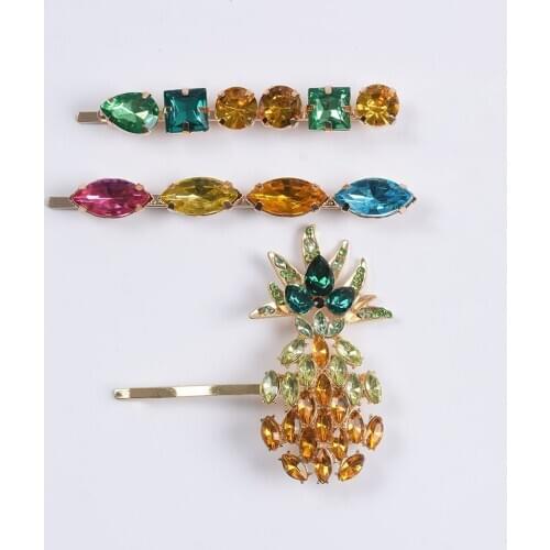 PPG&PGG New Trendy ZA Accessories Crystal Hair Pins for Women Brand Design Rhinestone Fruit Shaped Hair Clips Bobby Pin Gifts
