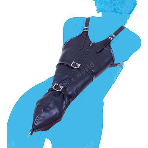 Sex Bondage Wear Arm Binder Restraint / Role Play Arm Hand Cuffs Black PU Leather Zipper Close Arm Binding Sex Toys For Woman