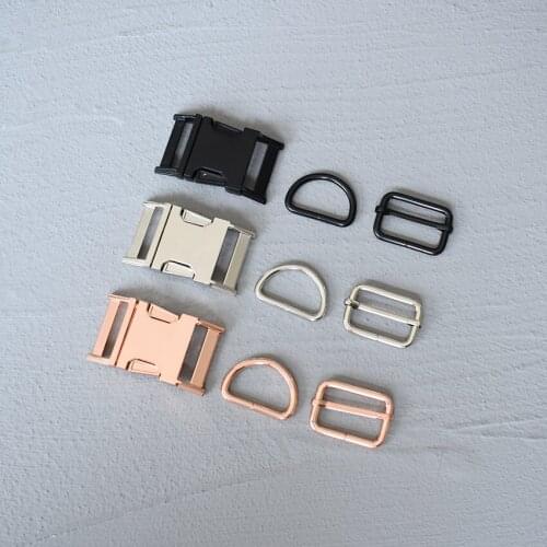 20 Sets 30mm DIY Accessory Metal Buckle Adjust Buckle D Ring Three-Piece Use For Pet Dog Collar Dog Leash 3 colours 30-3s