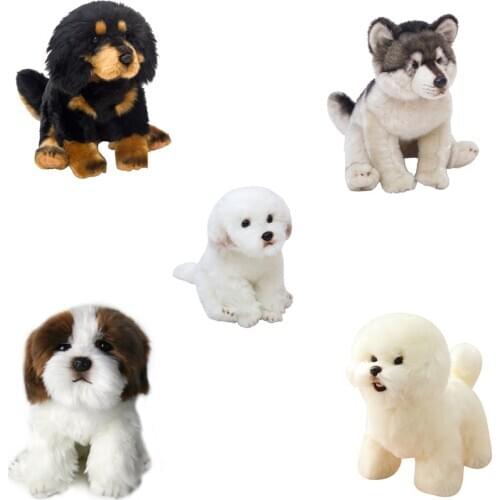 Wolf Maltese Husky Puppy Labrador Saint Bernard Pomeranian Schnauzer Bichon Tibetan Mastiff Dog Plush Toy Stuffed Animals Doll