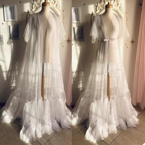 Unique Womens Bridal Gowns Sexy High Split V Neck Short Sleeves Bathrobe Lingerie Nightgown Pajamas Sleepwear Custom Made