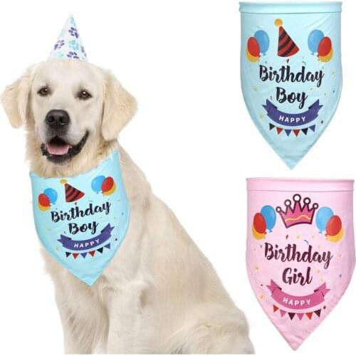 Pet Dog Accessories Pink Blue Dog Bandana Birthday Cotton Bandana Pet Scarf Pattern Cat Dog Scarf Products For Dogs