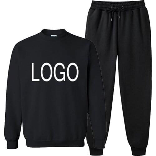 DIY Your like Photo or Logo Women Sets+Pants Autumn Winter Sweatshirt Sweatpants Fashion Slim Fit Set Pant