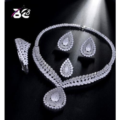 Be 8 Luxury Dubai AAA Cubic Zirconia Jewelry Sets for Women Elegent Zircon Paved Bride 4pcs Wedding Sets Acessories S189