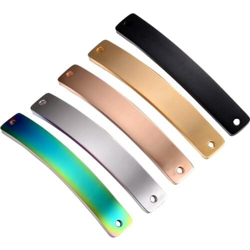 10 pcs Unisex Blank Bar Name Tags Stainless Steel ID Bracelet Jewelry Makings Mirror Polished Bangle DIY Tag Findings