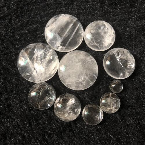 100% Natural Clear Quartz Rock Crystal 8mm - 25mm Round Gem Stone Jewelry Cabochon Ring Face Stone Pendant,Flat Bottom,4pcs/lot