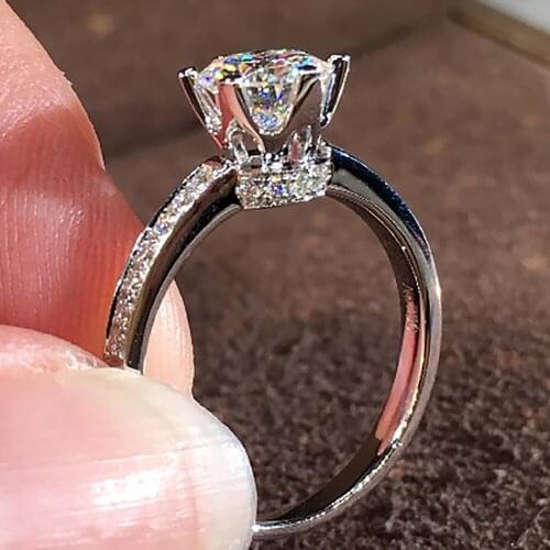 10K Au417 White Gold Women Wedding Party Engagement Ring 1 2 3 4 5 Carat Round Moissanite Diamond Ring Crown Classic Trendy