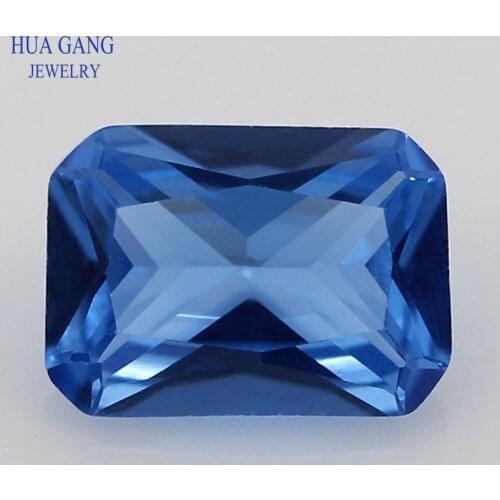119# Blue Octangle Shape Princess Cut Synthetic Spinel Stone For Jewelry Size 3x5mm~10x12mm