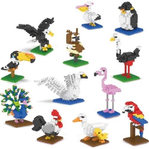 12 Birds Animal Microparticle Building Blocks Twist Eggs Children Puzzle Patch Small Particles