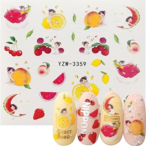 2021 New Arrival Water Transfer Nail Stickers Fruit Decals Wraps Watermelon Sliders For Nail Decor Manicure Colorful Tip