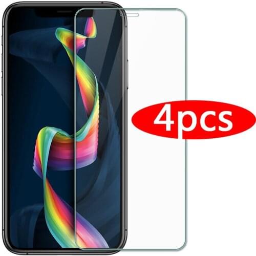 4Pcs Protective Glass On iPhone XS XR 11 12 Pro Max 6 6S 7 8 Plus Screen Protector For iPhone 11 Pro Max 12 Mini Tempered Glass