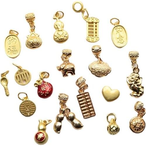 5PCS Chinese Style Placer gold Cloisonne Enamel Pendant DIY Charms Jewelry Making Supplies Necklace Bracelet Anklet Accessories