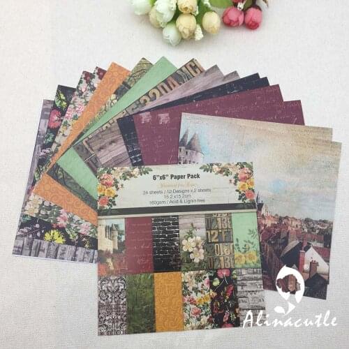 AlinaCraft 24 sheets 6"X6" patterned paper Scrapbooking paper pack handmade craft paper craft Background pad