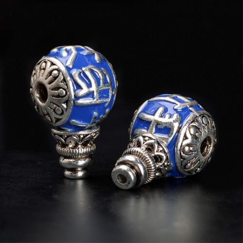 SEA MEW 2 Sets 10/12/14/16/18/20mm Metal Alloy Enamel Stupa Spacer Beads Hole Beads Nepal Handmade Beads DIY Jewelry Parts 169bz