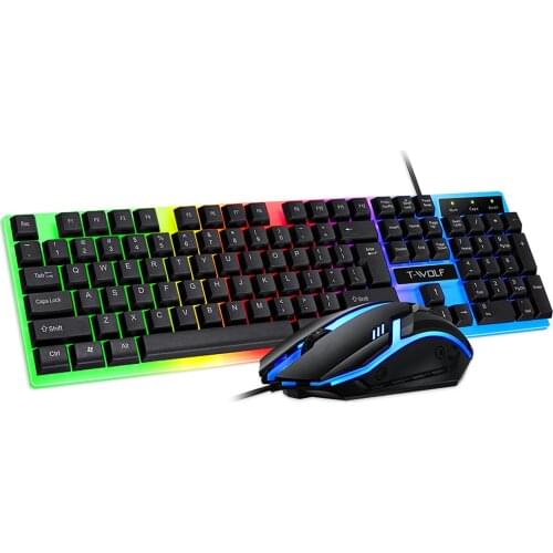 Rgb Wired keyboard and mouse set with Backlit for Gamer Keypad Mouse Mechanical gaming 104Keys 1600dpi ergonomic dropshipping