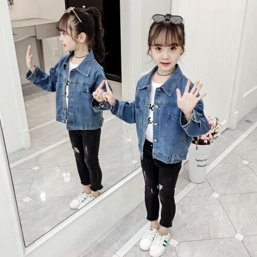 Girl denim jacket 4 6 8 10 12 year kids autumn jacket teenage fashion children coat spring girls clothes tops kids jeans outwear