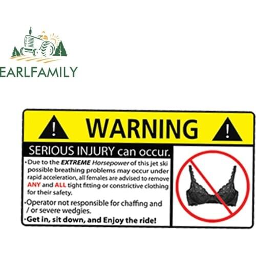 EARLFAMILY 13cm x 7.3cm Car Styling Vibration Sexy Warning Car Sticker Bra Horsepower Warni Waverunner Waterproof Accessories