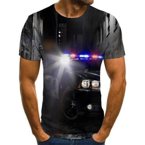 Giyu Brand Car T shirt Men Policemen Tshirts Casual Night Shirt Print Harajuku Anime Clothes Mens Clothing T shirts Fashion Male