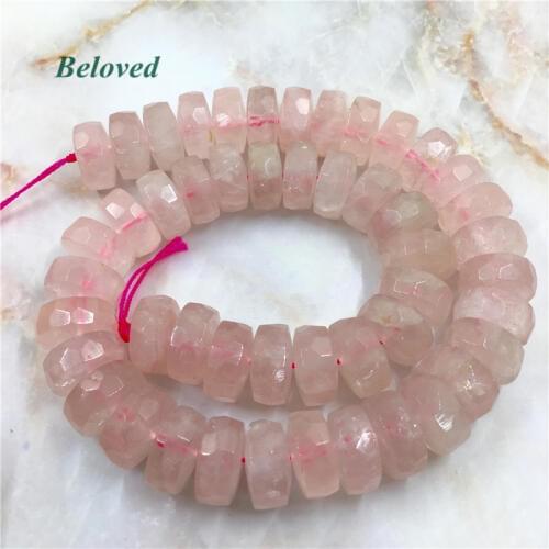 8*15mm Faceted Rose Quartzs Nugget Loose Beads, Natural Pink Crystal Quartz Gems Necklace Making Spacer Findings, BG18053