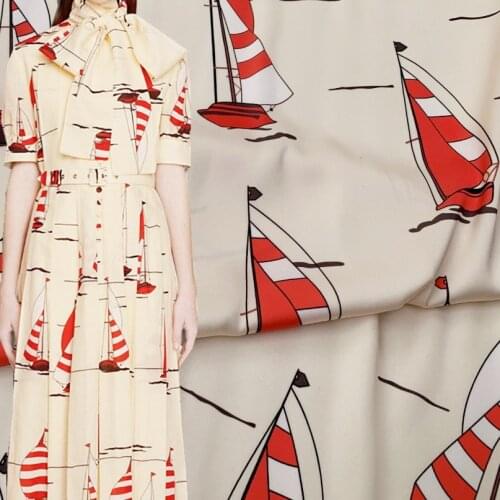 Italy G Brand Sailing Digital Printing Polyester Fabric Cloth High-end Textile Sewing Fashion Fabric for Dress by The Yard