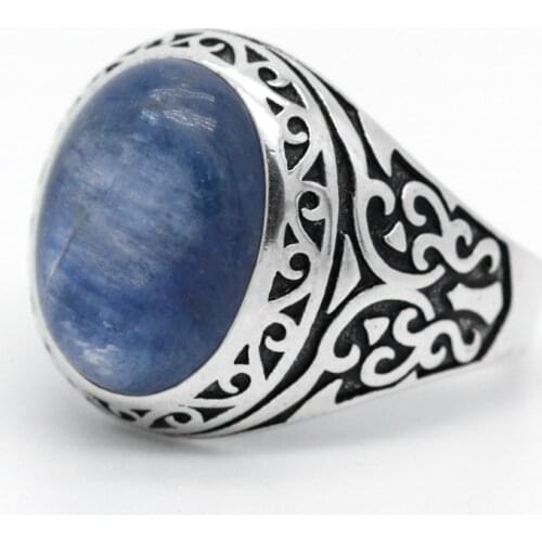 Kyanite Stone Ring 925 Silver Male Rings Natural Stone Men Ring Butterfly Shape Handmade Signet Ring Chrismas Jewelry Gift