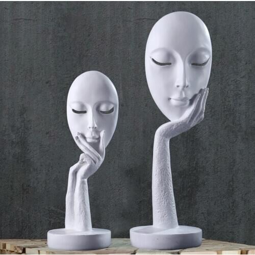 Creative Elegant Thinkers Close Eyes Thinking Lady Resin Human Face Abstract Crafts Furniture Decoration Office Mask Ornaments