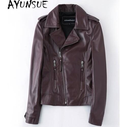 AYUNSUE 100% Genuine Leather Jacket Women Short Womens Sheepskin Coat Female Motorcycle Clothes Fashion 2021 Mujer Chaqueta 73