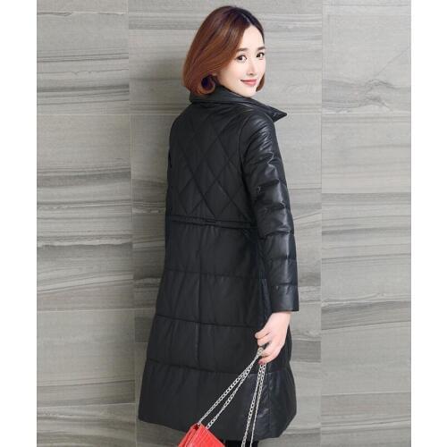 Genuine Jacket Women Real Sheepskin Leather Duck Down Coats Autumn Winter Warm Thick OT1817 MF557