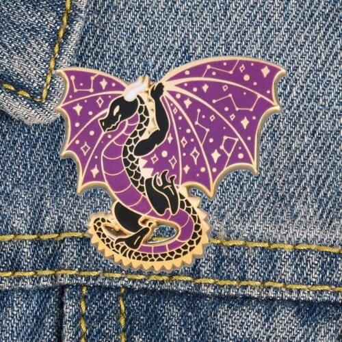 LT1147 Wyvern Purple Dragon Pins for backpacks Lapel Enamel Pins and Brooches Badge Bags backpacks Decoration Friend Kids Gifts