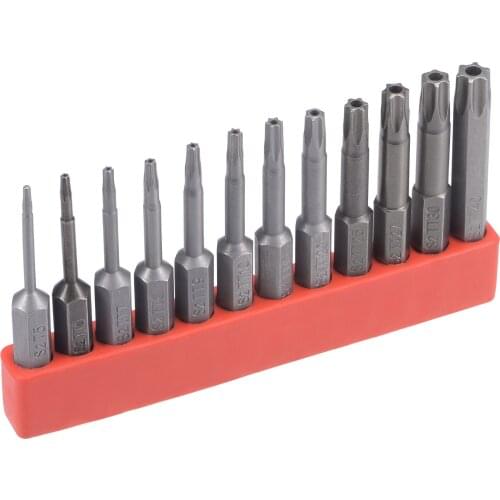 Uxcell 12 Pcs Torx Screwdriver Bit Set, 1/4" Hex Shank T5-T40 Magnetic Security Star Drill Bits, 2" Long S2 Steel